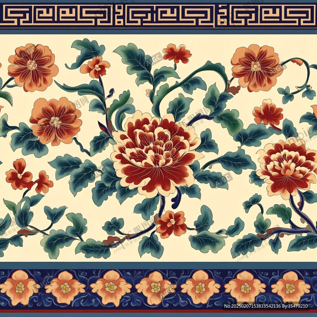 中式牡丹花花纹