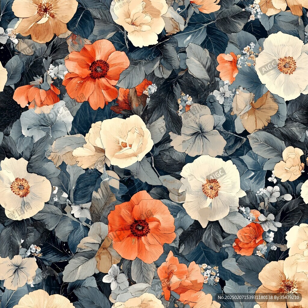 数码印花图案花卉