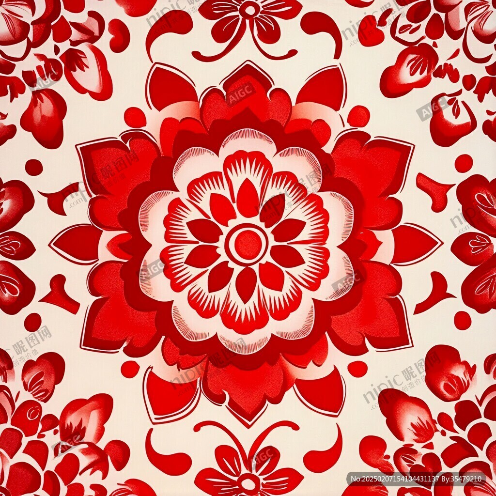 红色立体质感花纹