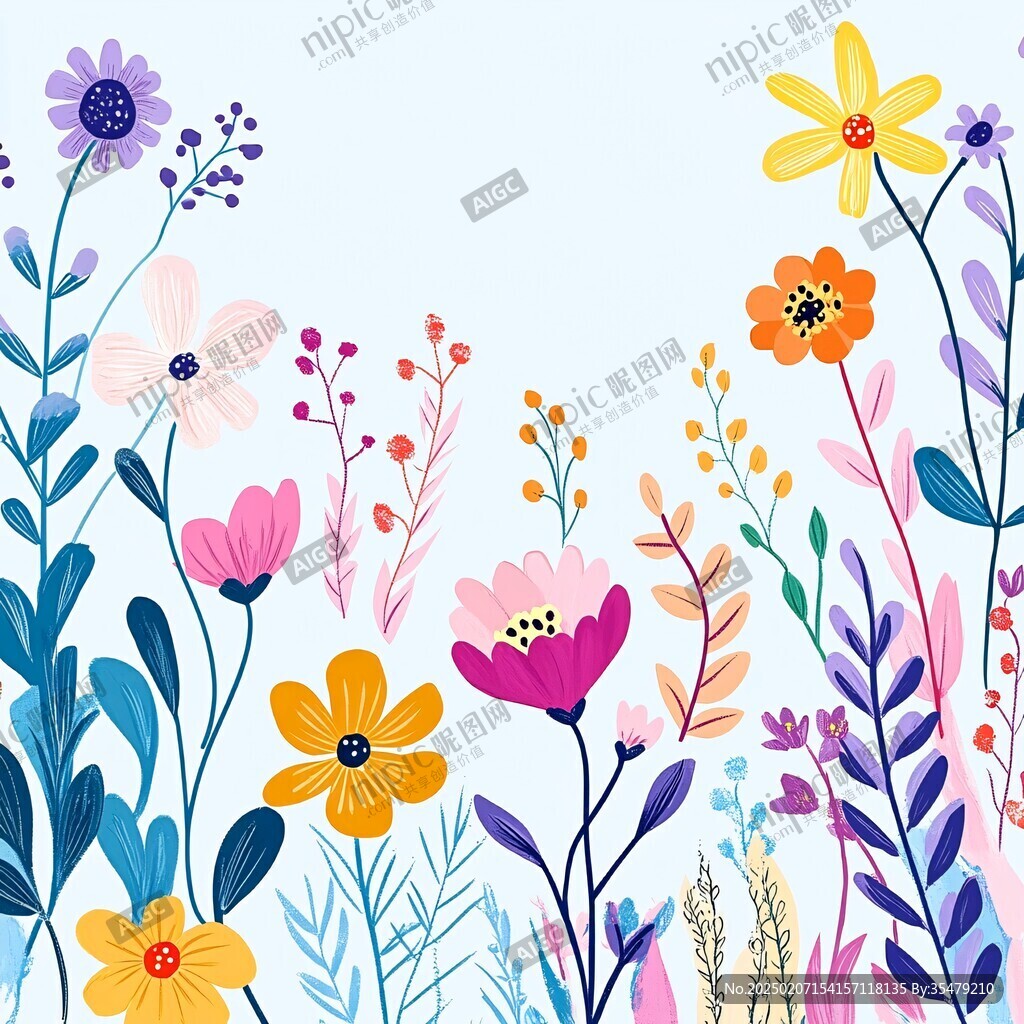 扁平化手绘花朵