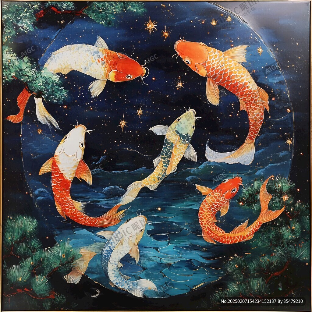 工笔锦鲤