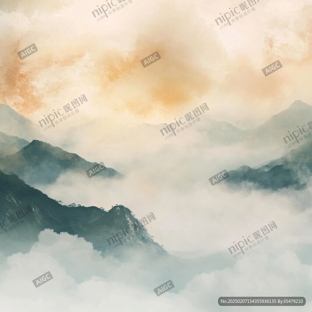 渐变色彩山水画