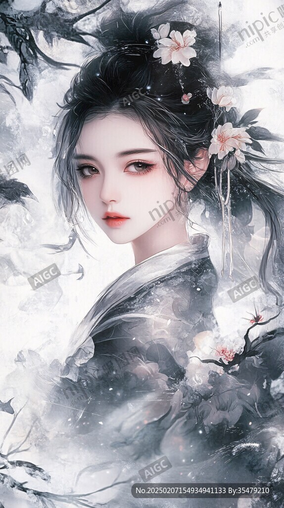 古风美女头像插画封面