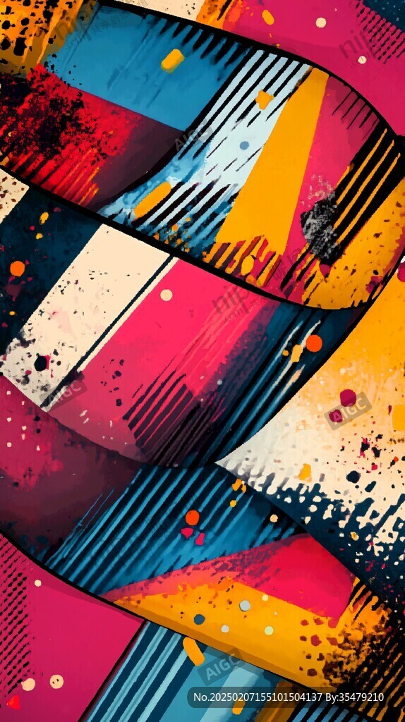 炫彩撞色立体质感背景