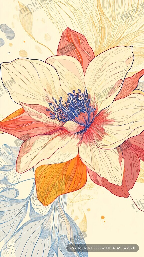 线条色块花卉