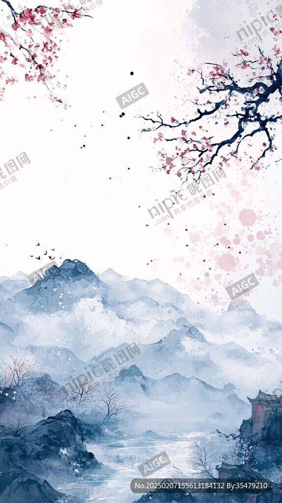 古风秋天景色插画
