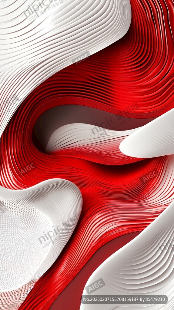 红色抽象线背景墙