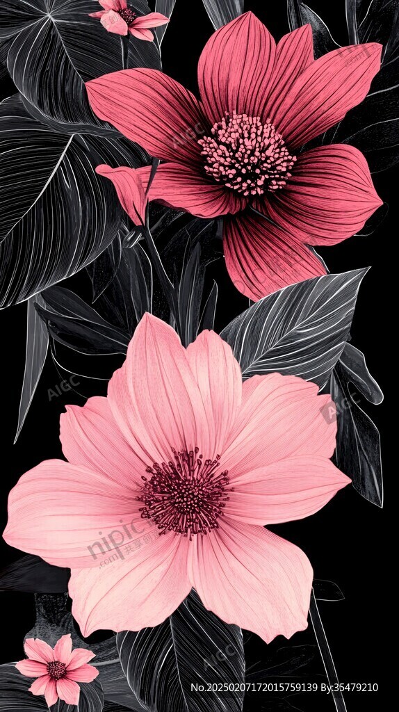 3d浮雕缤纷花卉