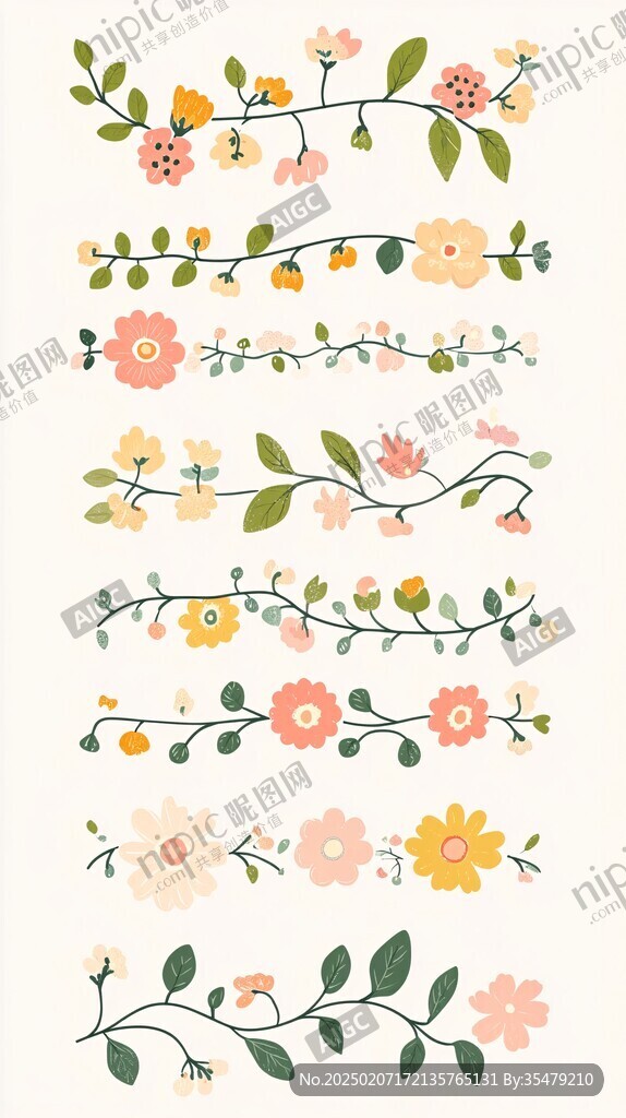花朵贴纸文创插画