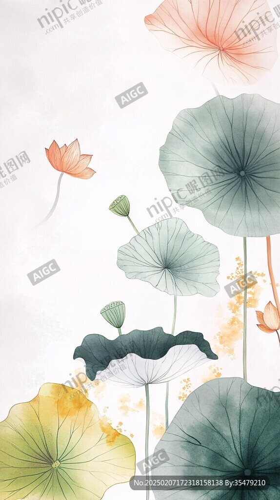 简约禅意荷花荷叶