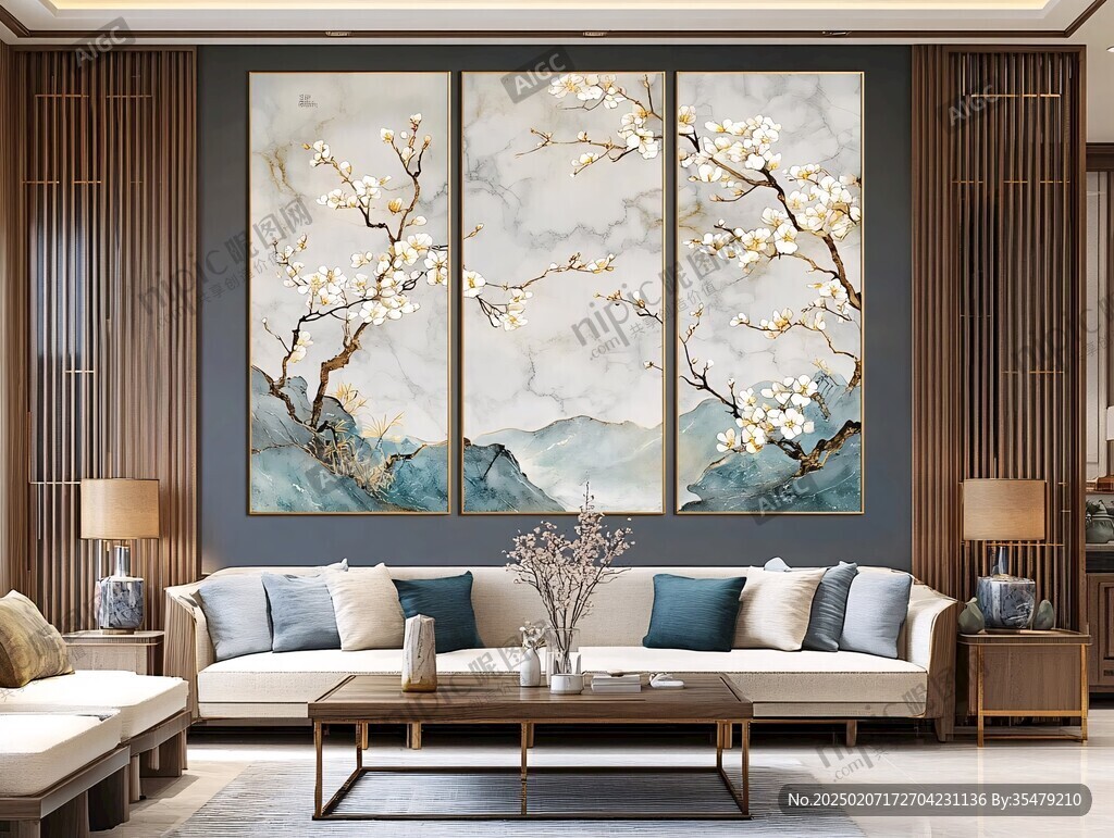 客厅装饰画梅花工笔画