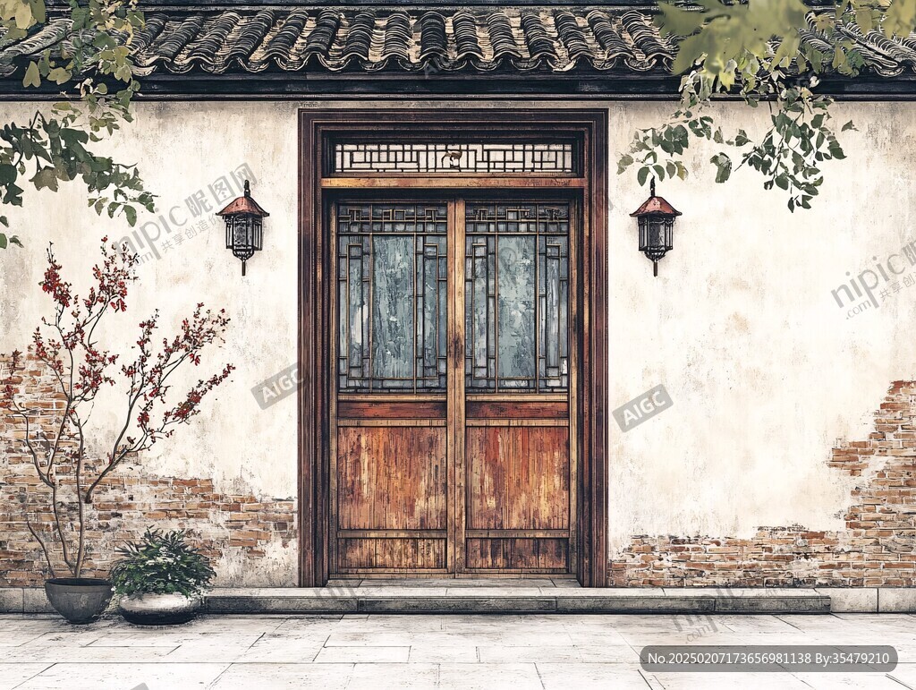 中式门场景