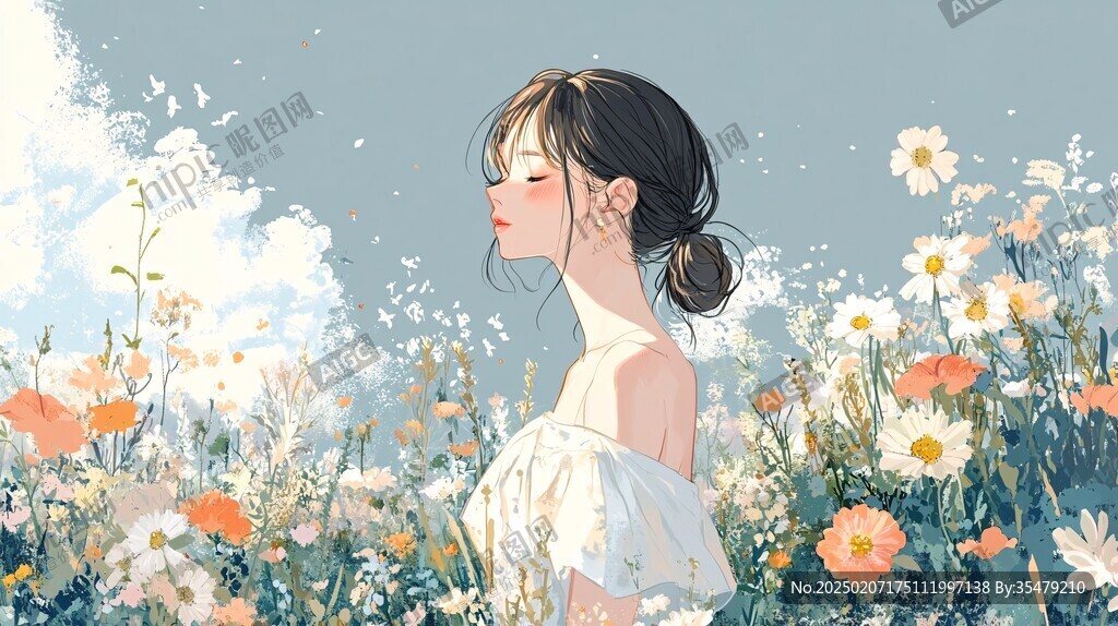 雏菊少女插画