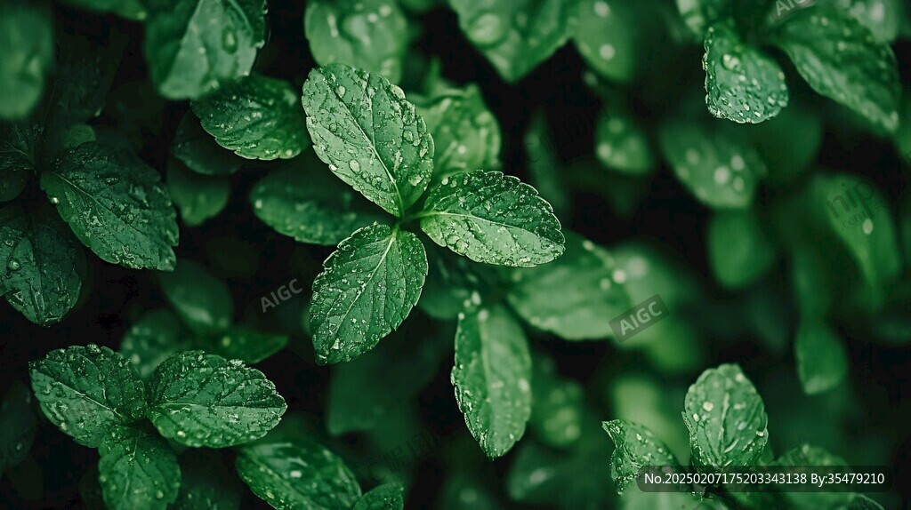 薄荷水珠水滴