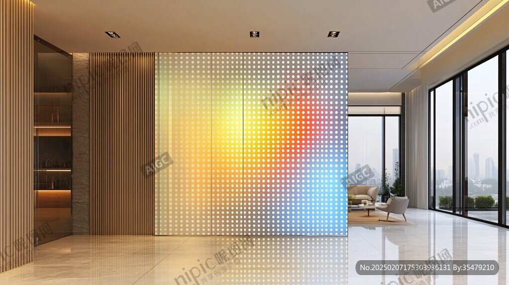 彩虹拉丝展示背景墙