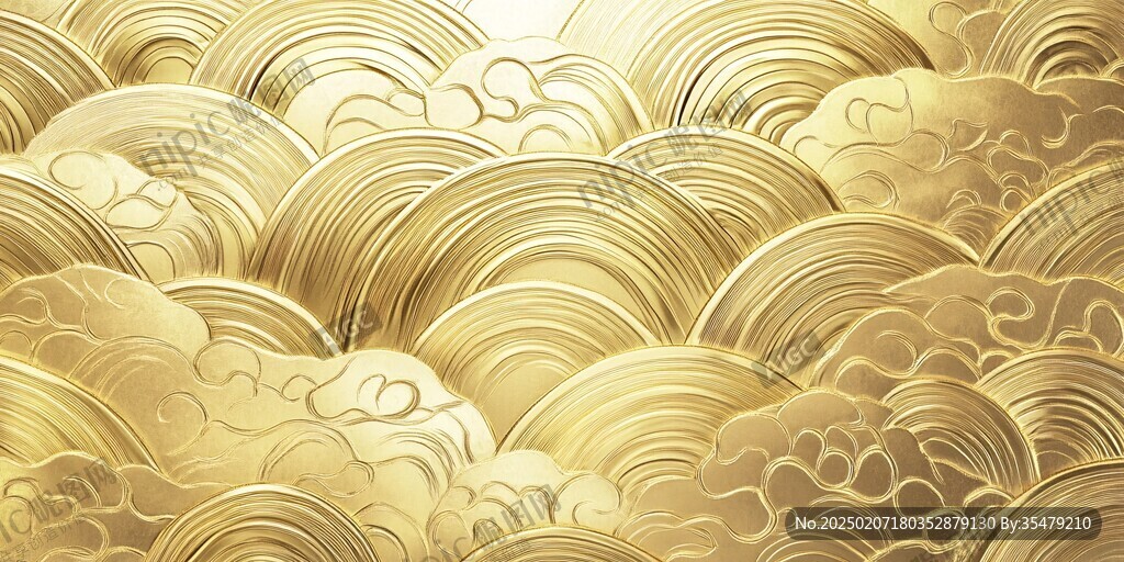 金色云纹浮雕