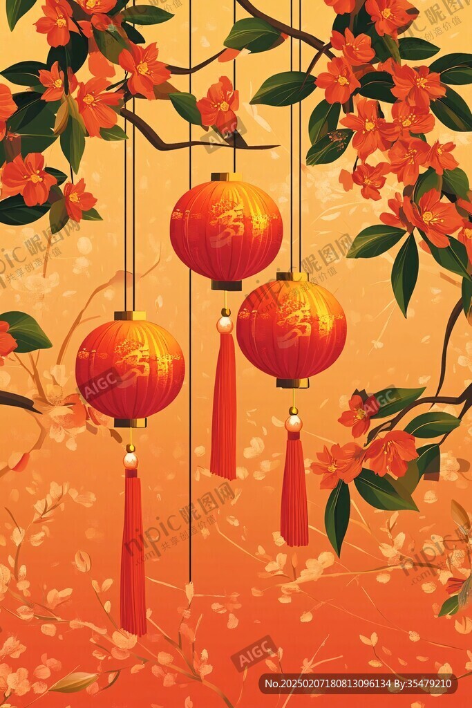 灯笼梅花背景图