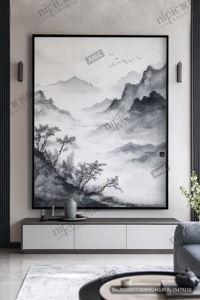 端景水墨壁画