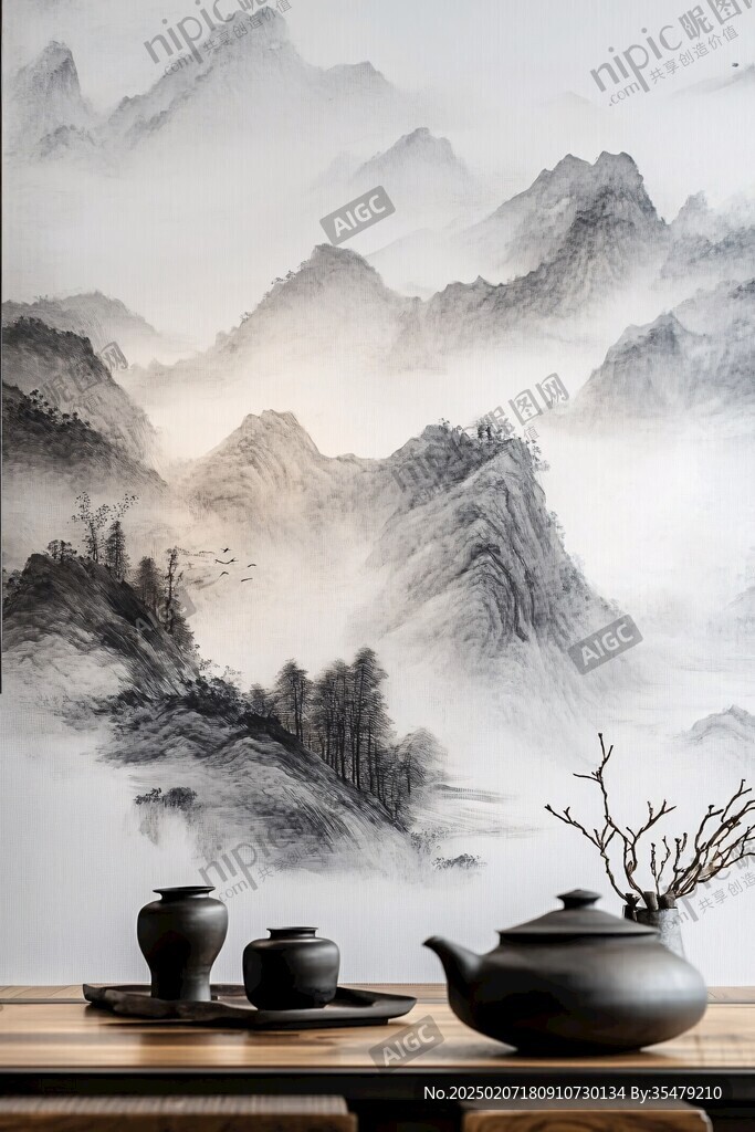 岩板山水画