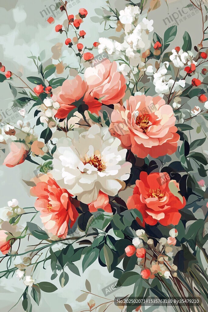 3d牡丹花卉