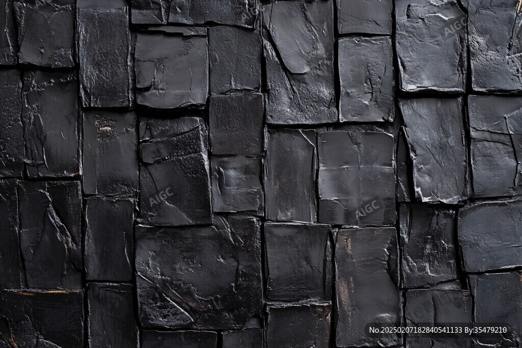 深蓝色拼接石片墙