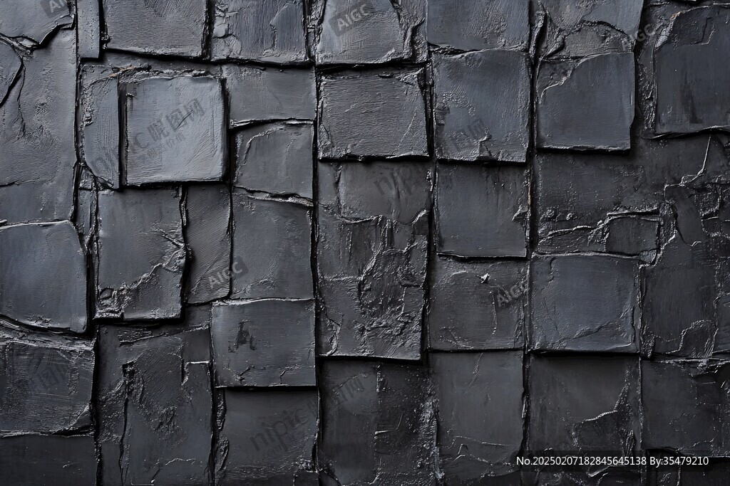 深蓝色拼接石片墙