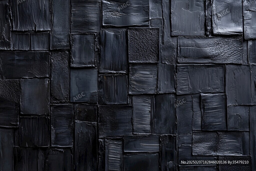 深蓝色拼接石片墙