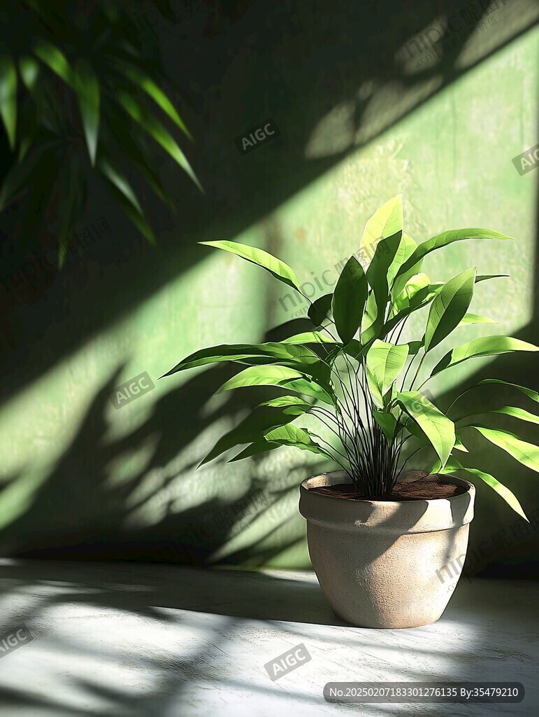 阳光与盆栽