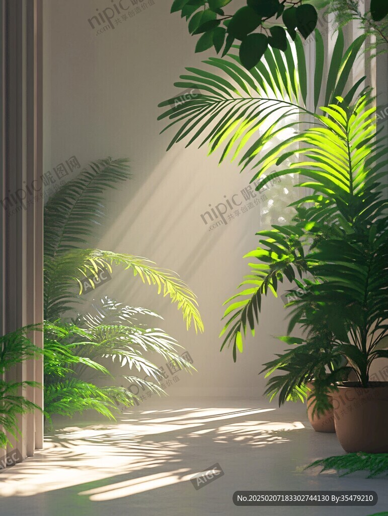 植物与窗影