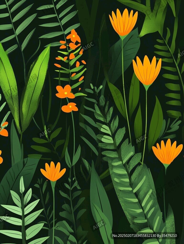 植物背景扁平插画