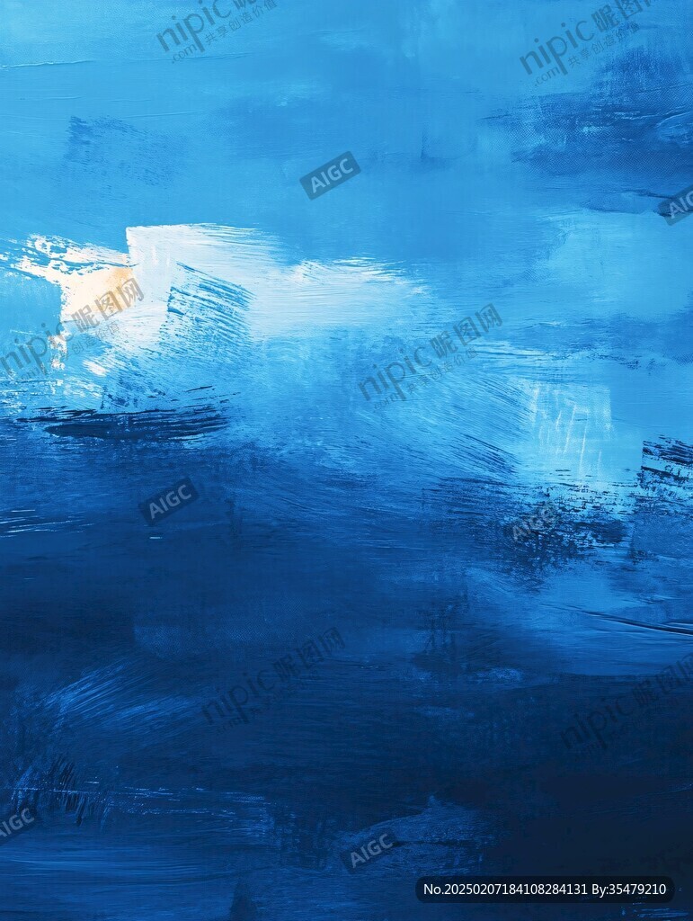 蓝色抽象油画