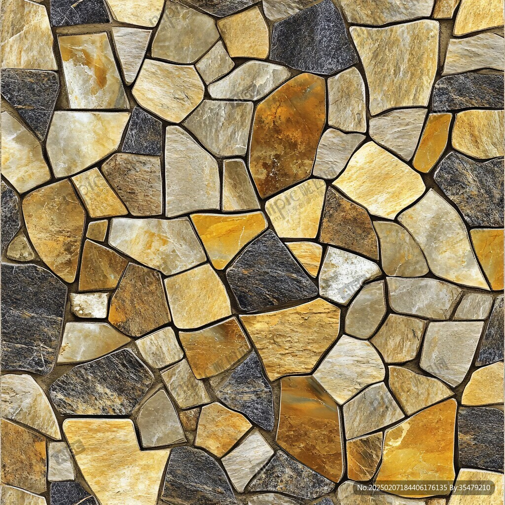 黄色石片装饰墙