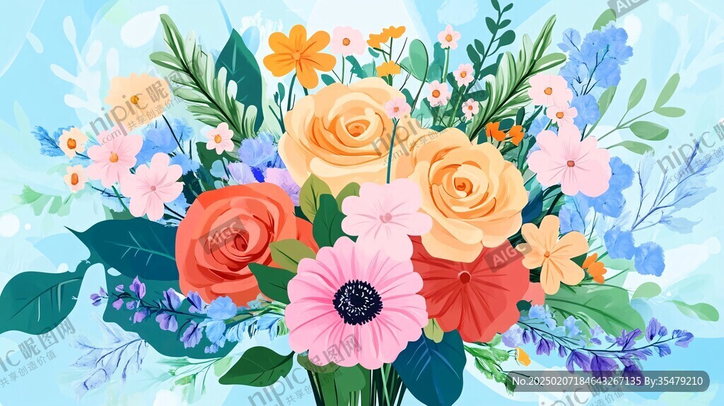 鲜花包装插画