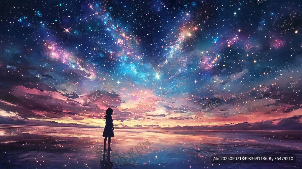 星辰大海女孩背影