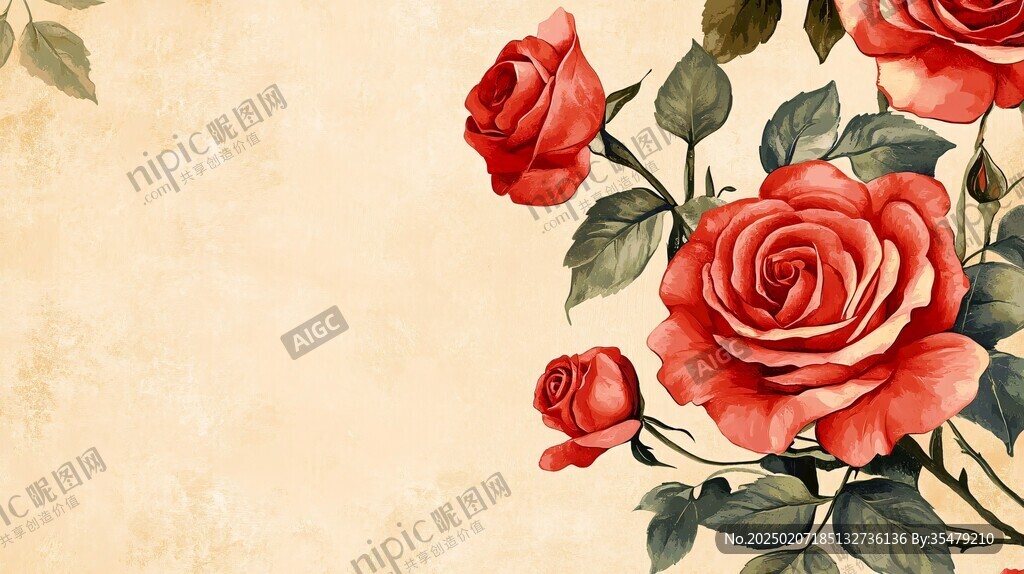 手绘玫瑰壁纸
