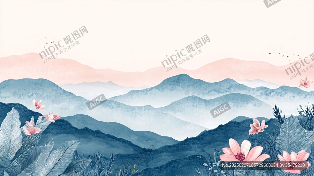 手绘山水背景
