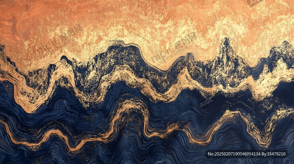 流体画金色山河