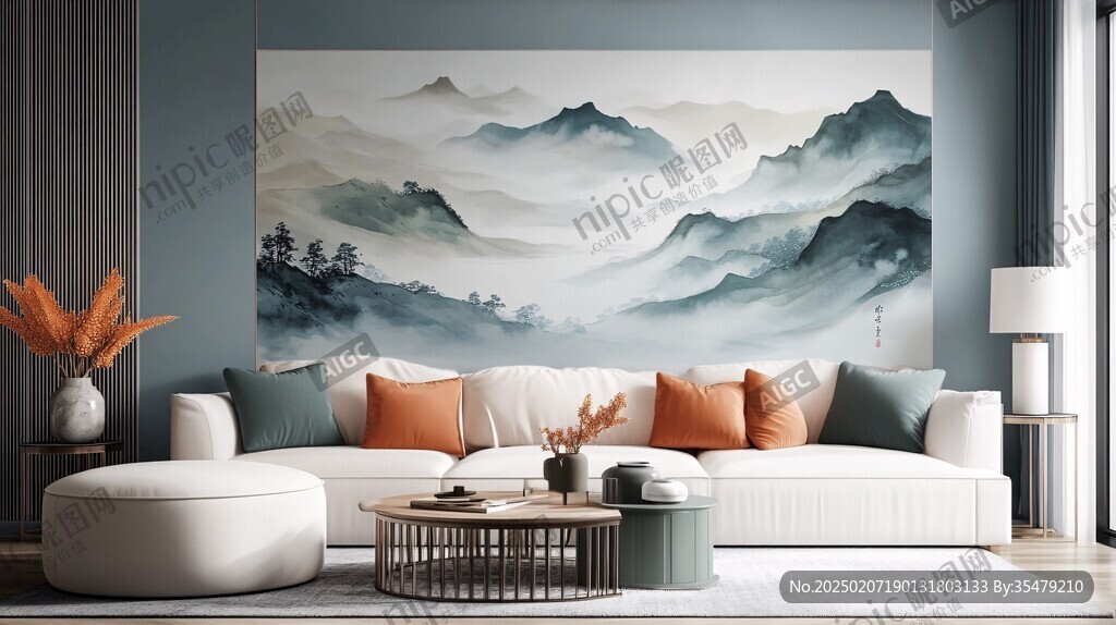 新中禅意山水岩彩画
