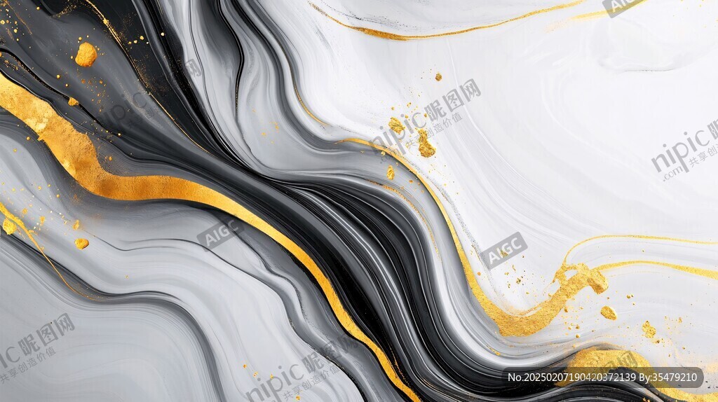 金色抽象流体纹理背景