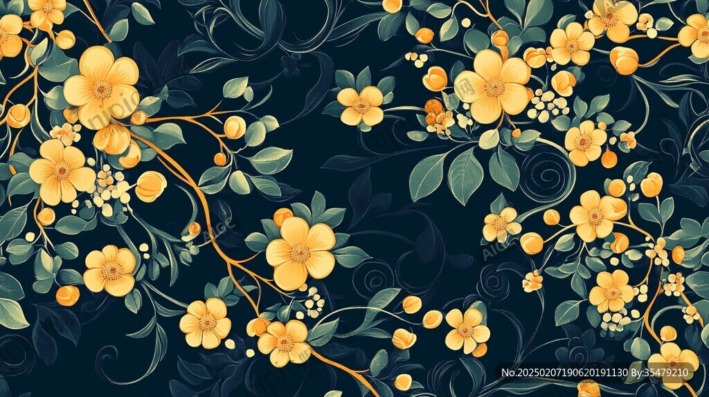 蓝色花卉壁纸
