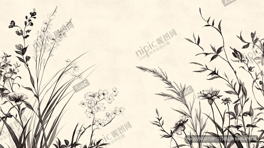 古画植物背景