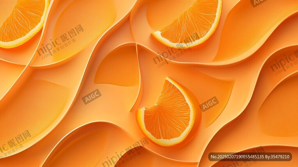 橘色立体几何画