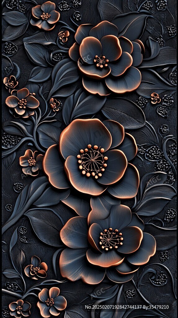 牡丹花浮雕图