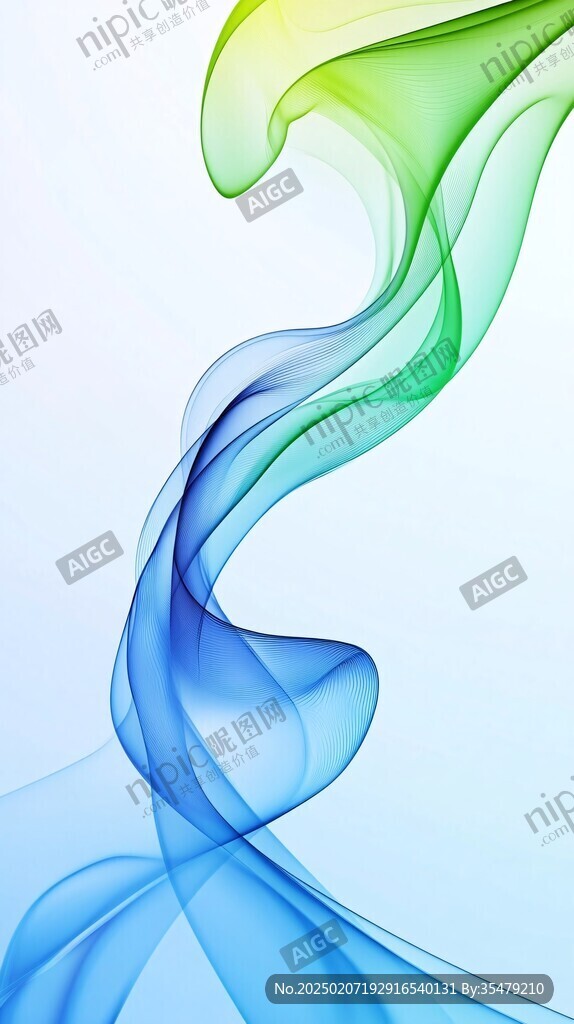 蓝色线条烟雾波浪