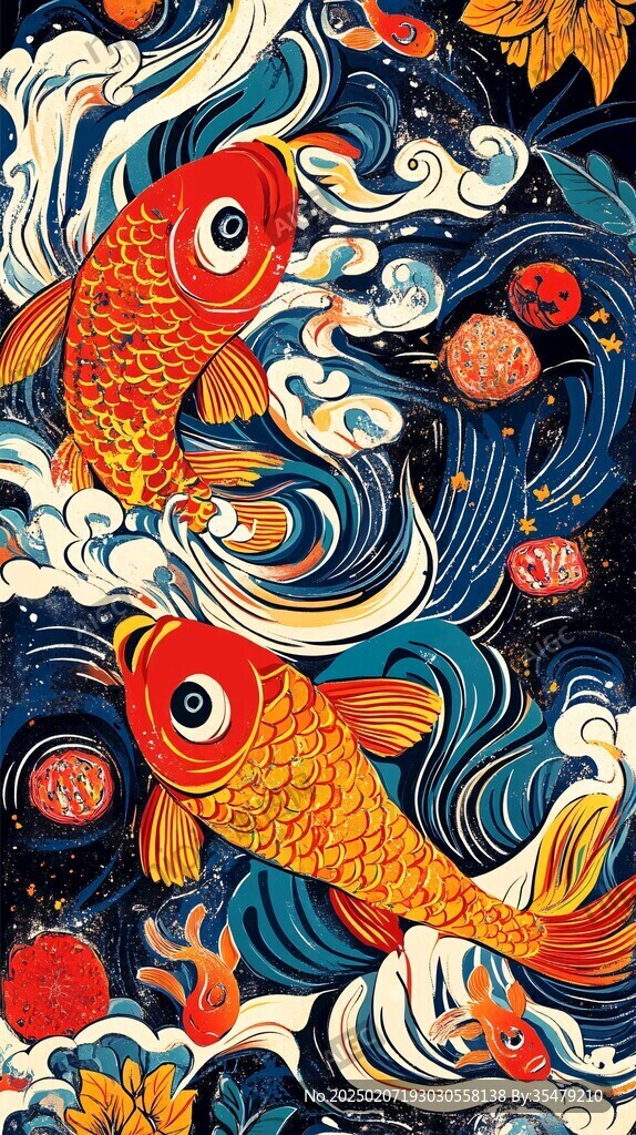 锦鲤月饼插画