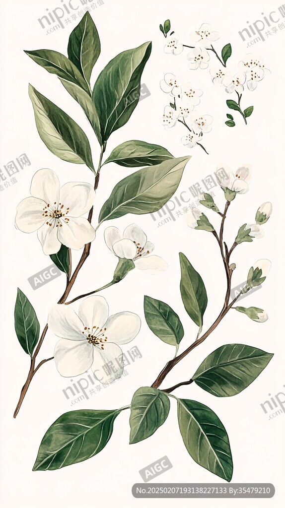 插画茉莉花