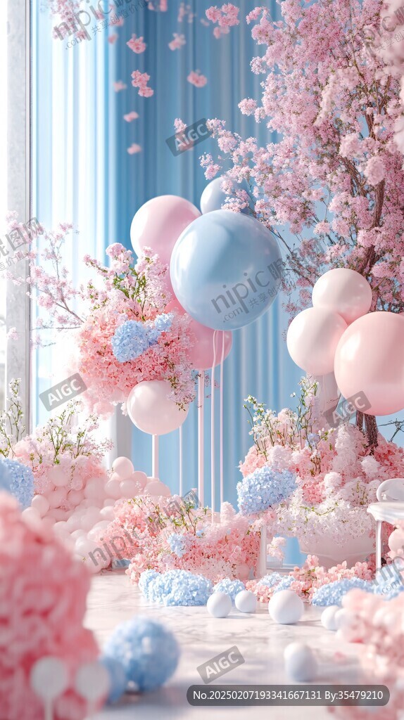 粉蓝色生日派对