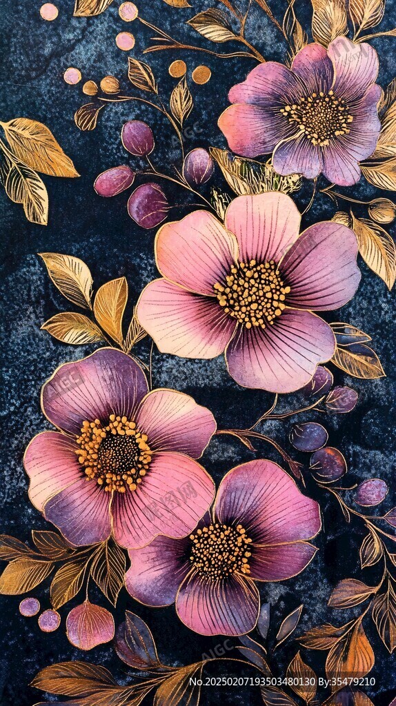 花瓣插画浮雕