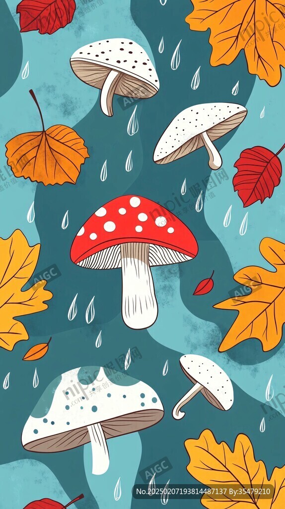 原创蘑菇插画图案