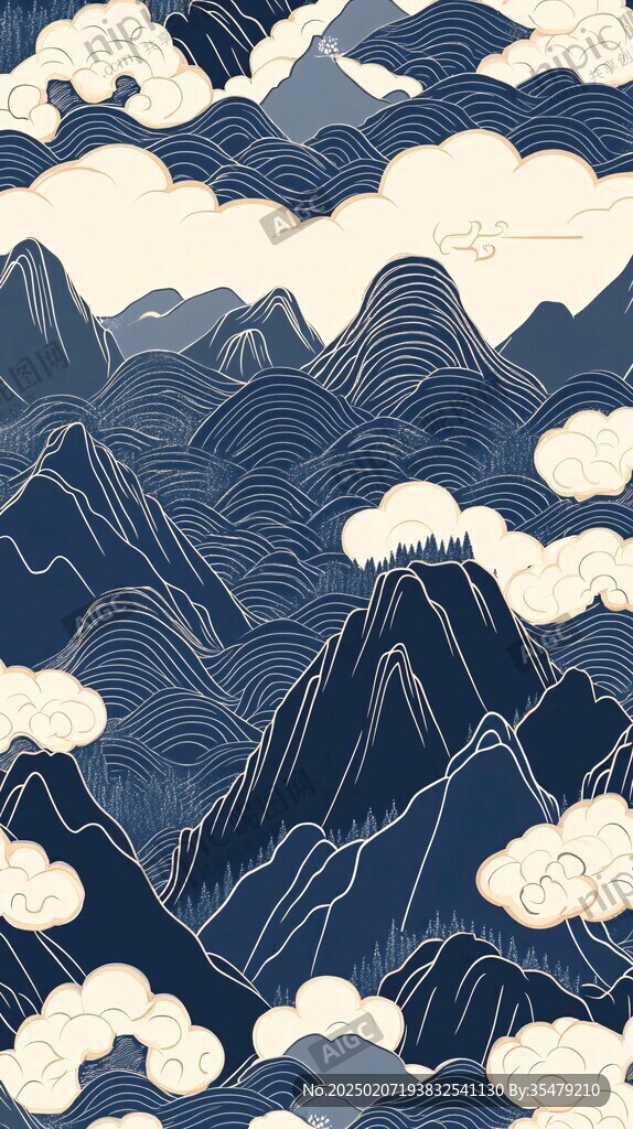 高山流云插画